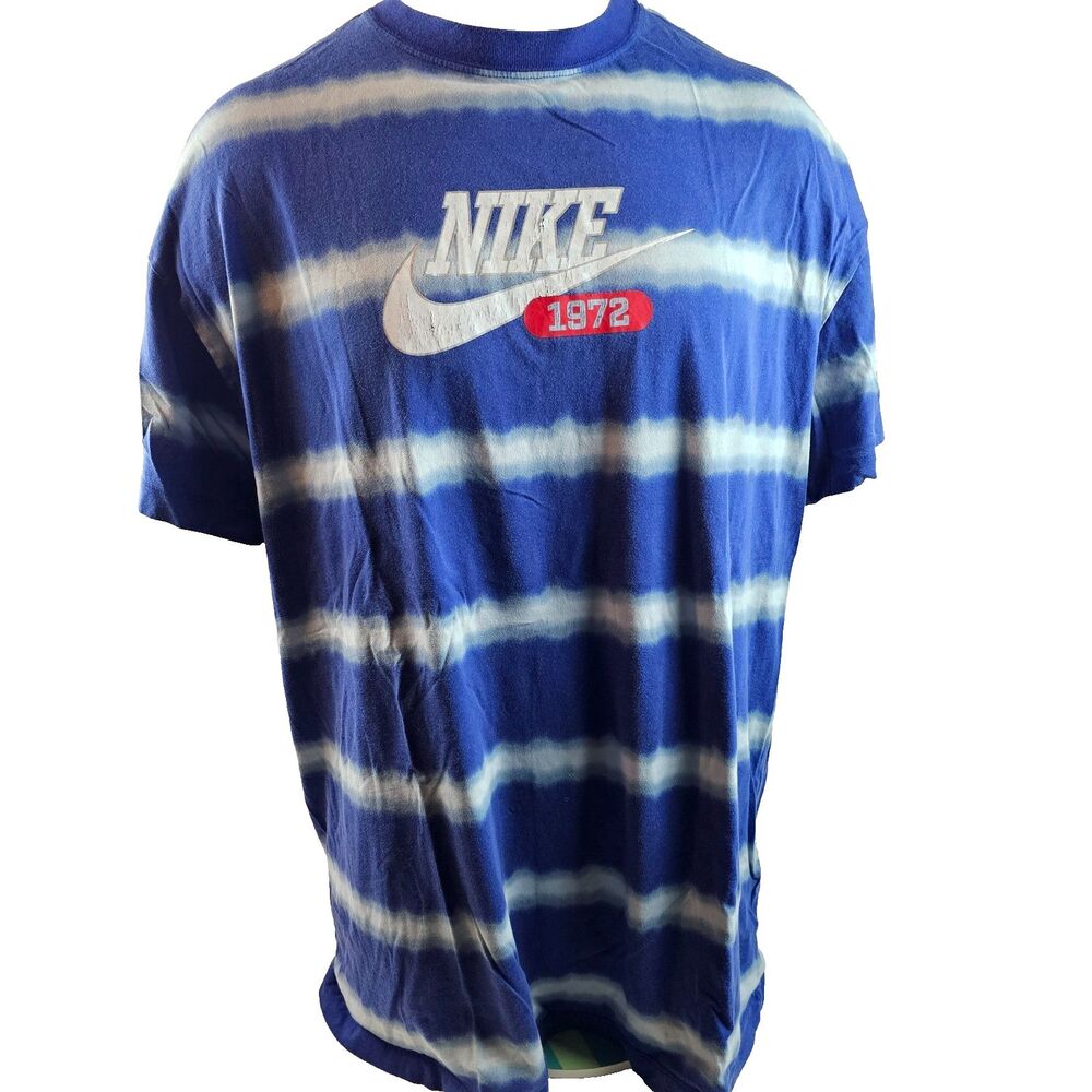 Nike T Shirt Womens 2XL Blue Tie Dye 1972 Boyfriend Sportswear Graphic Tee